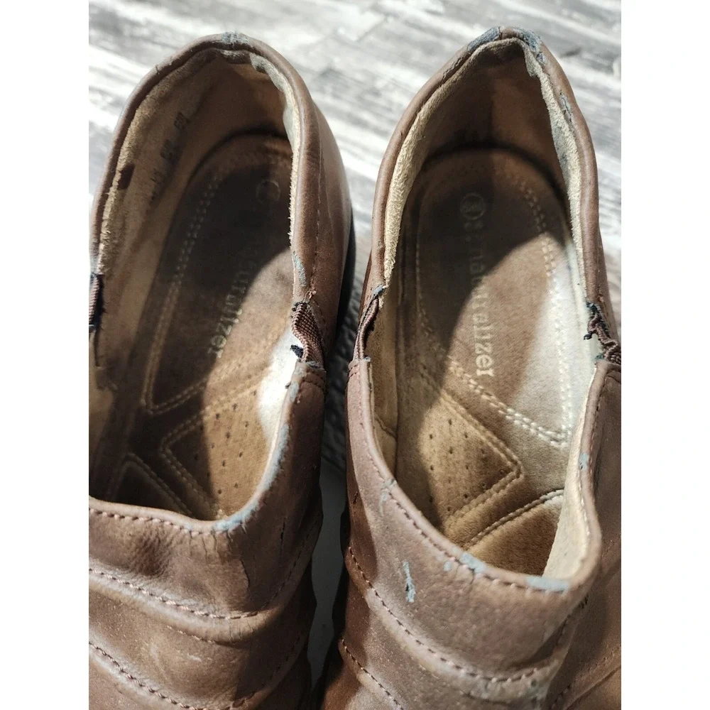 Naturalizer Womens Brown Ruched Slip On Loafers Low Wedge Comfort Shoes Size 8.5